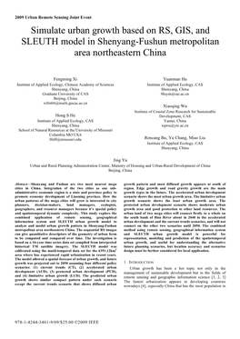 Simulate Urban Growth Based on RS, GIS, and SLEUTH Model in Shenyang-Fushun Metropolitan Area Northeastern China
