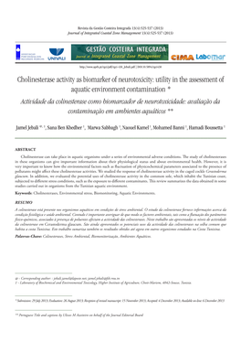 Cholinesterase Activity As Biomarker of Neurotoxicity: Utility in The