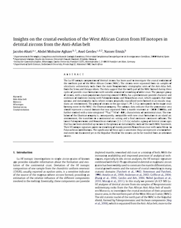 Insights on the Crustal Evolution of the West African (Raton from Hf Isotopes in Detrital Zircons from the Anti-Atlas Belt