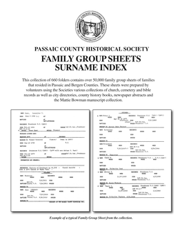 Family Group Sheets Surname Index