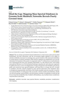 Mapping Mass Spectral Databases in Genome-Scale Metabolic Networks Reveals Poorly Covered Areas