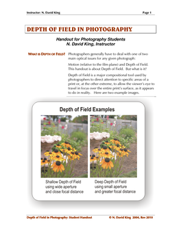 Depth of Field in Photography