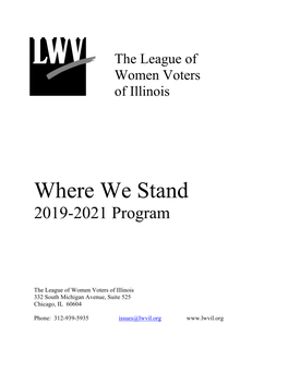 Where We Stand: 2019-2021 Program