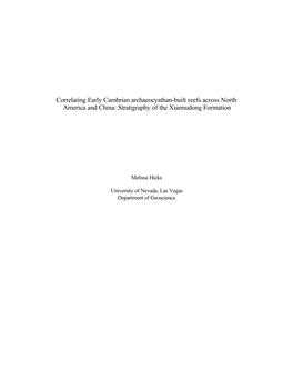 Correlating Early Cambrian Archaeocyathan-Built Reefs Across North America and China: Stratigraphy of the Xiannudong Formation