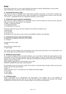Page 1 of 3 Sudo (Super User Do) Is a Very Useful