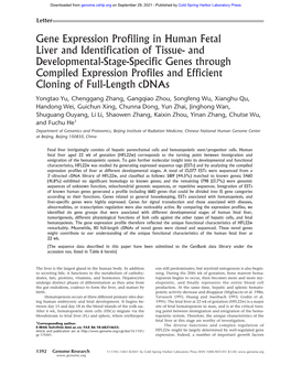 Gene Expression Profiling in Human Fetal Liver and Identification of Tissue