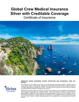 Global Crew Medical Insurance Silver Plan, New Business With