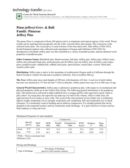Pinus Jeffreyi Grev. & Balf. Family: Pinaceae Jeffrey Pine
