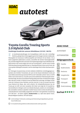 Autotest Toyota Corolla Touring Sports 2.0 Hybrid Club