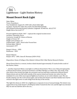 Mount Desert Rock Light