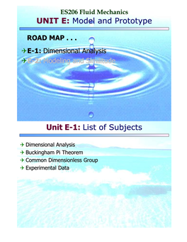 Model and Prototype Unit E-1: List of Subjects