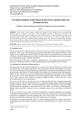 A Critical Analysis of the Priest in the Power and the Glory by Graham Greene