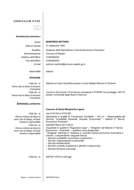 Curriculum Manfredi Da Pubblicarerap