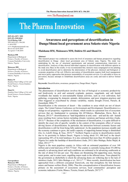 Awareness and Perceptions of Desertification in Dange/Shuni Local