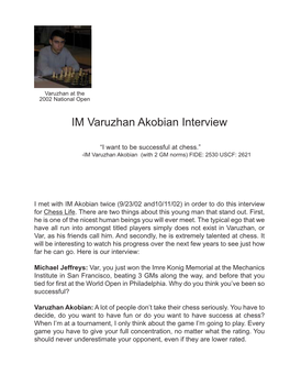 IM Varuzhan Akobian Interview