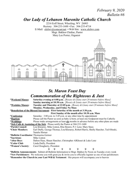 Our Lady of Lebanon Maronite Catholic Church St. Maron Feast