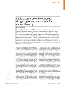 Multifaceted Polo-Like Kinases: Drug Targets and Antitargets for Cancer Therapy