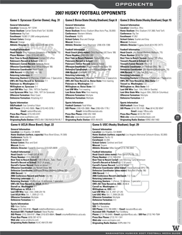 Opponents General Info