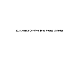 2021 Alaska Certified Seed Potato Varieties