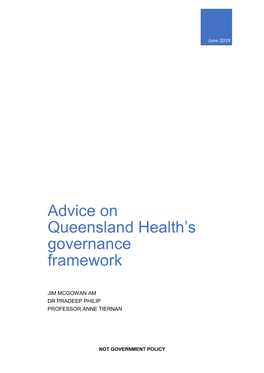 Advice on Queensland Health's Governance Framework