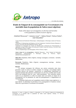 Etude De L'impact De La Consanguinité Sur L'avortement Et La Mortalité Dans