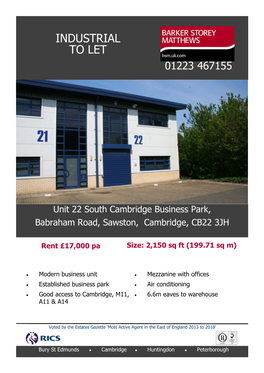 Unit 22 South Cambridge Business Park, Sawston