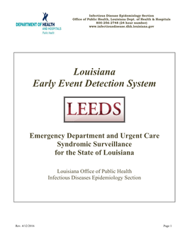 Syndromic Surveillance for the State of Louisiana