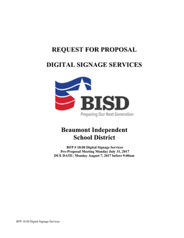 REQUEST for PROPOSAL DIGITAL SIGNAGE SERVICES Beaumont