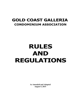 Rules and Regulations