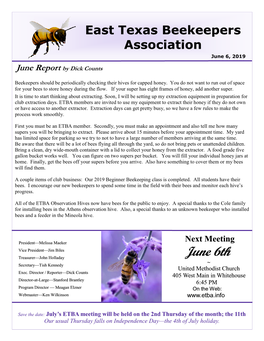 June 2019 ETBA Newsletter