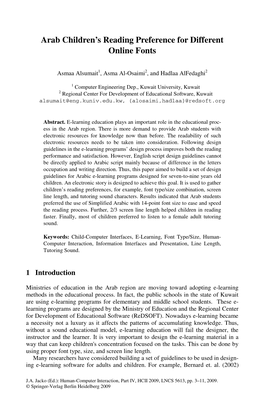 Arab Children's Reading Preference for Different Online Fonts