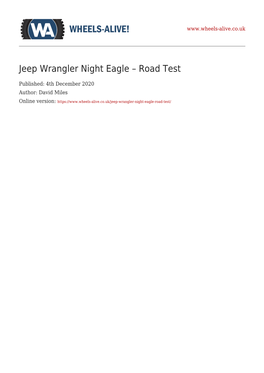 Jeep Wrangler Night Eagle – Road Test