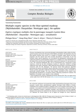 Multiple Cryptic Species in the Blue-Spotted Maskray