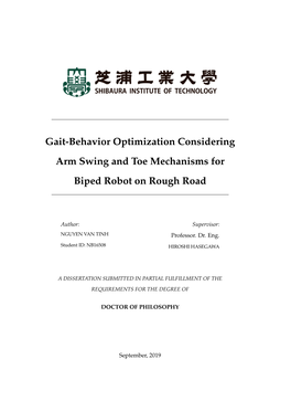 Gait-Behavior Optimization Considering Arm Swing and Toe Mechanisms for Biped Robot on Rough Road