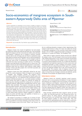 Socio-Economics of Mangrove Ecosystem in South-Eastern Ayeyarwady Delta Area of Myanmar ©2019 Myint 227