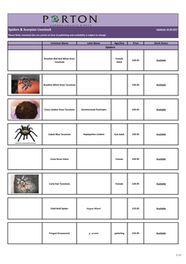 Spiders & Scorpion Livestock