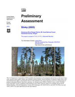 Preliminary Assessment Slinky