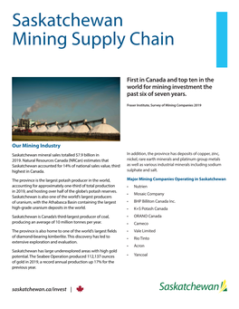 Saskatchewan's Mining Supply Chain