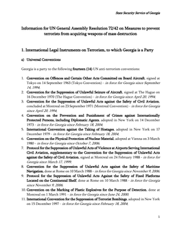 Information for UN General Assembly Resolution 72/42 on Measures to Prevent Terrorists from Acquiring Weapons of Mass Destruction