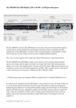 Sky DRX895 Sky+HD Digibox 2TB Chf 699 (1.5TB Personal Space)