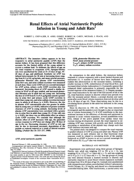 Renal Effects of Atrial Natriuretic Peptide Infusion in Young and Adult ~Ats'