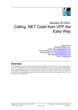 Calling .NET Code from VFP the Easy Way