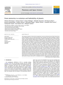 From Meteorites to Evolution and Habitability of Planets