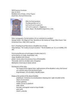 NEH Summer Institute July 16 2015 Buddhist Art of India: a Few Topics Jinah Kim, Harvard University