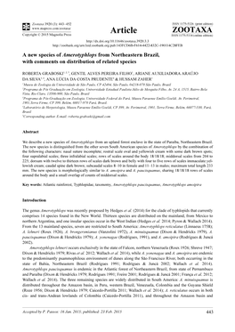 A New Species of Amerotyphlops from Northeastern Brazil, with Comments on Distribution of Related Species