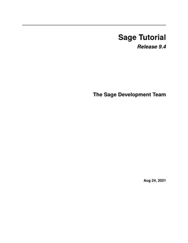 Sage Tutorial (Pdf)