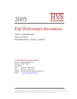 Fiji Welcomes Investors