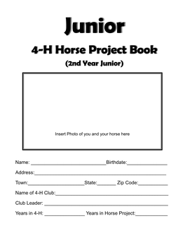 4-H Horse Project Book (2Nd Year Junior)