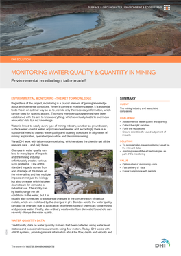 Monitoring Water Quality & Quantity in Mining