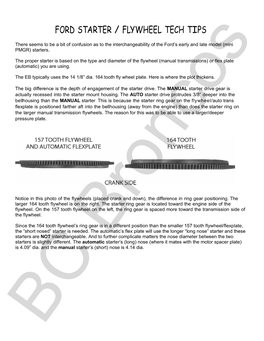Ford Starter / Flywheel Tech Tips